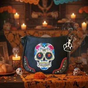 Sugar Skull Purse for Women Crossbody Bag Gothic Punk Shoulder Handbag Halloween